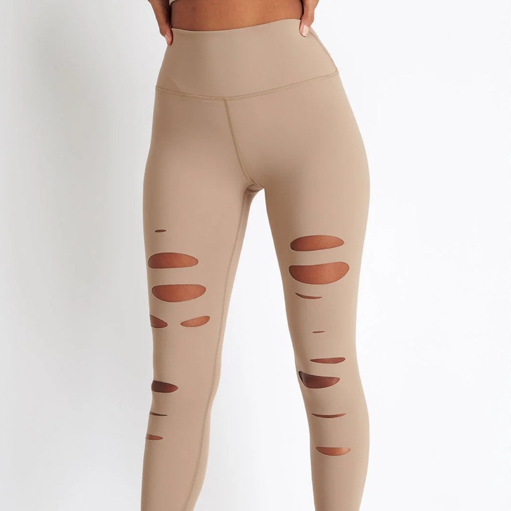 ALO Yoga Yoga High Waist Ripped Warrior Legging in Tan Size S